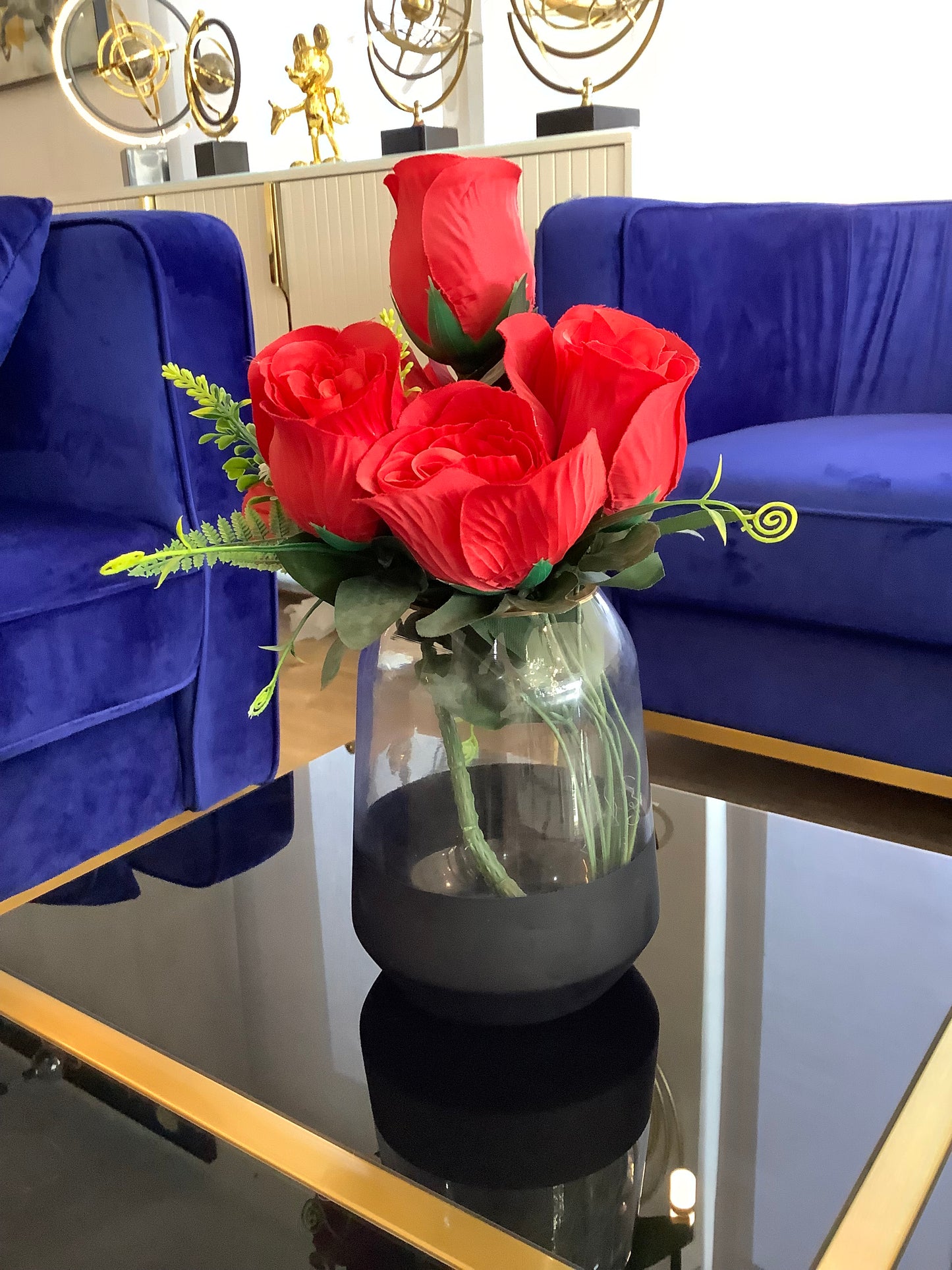 Vase and red rose