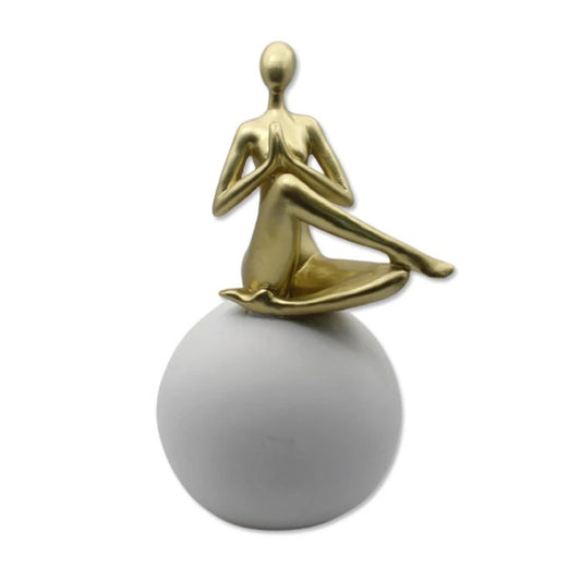 Girl on white ball decor