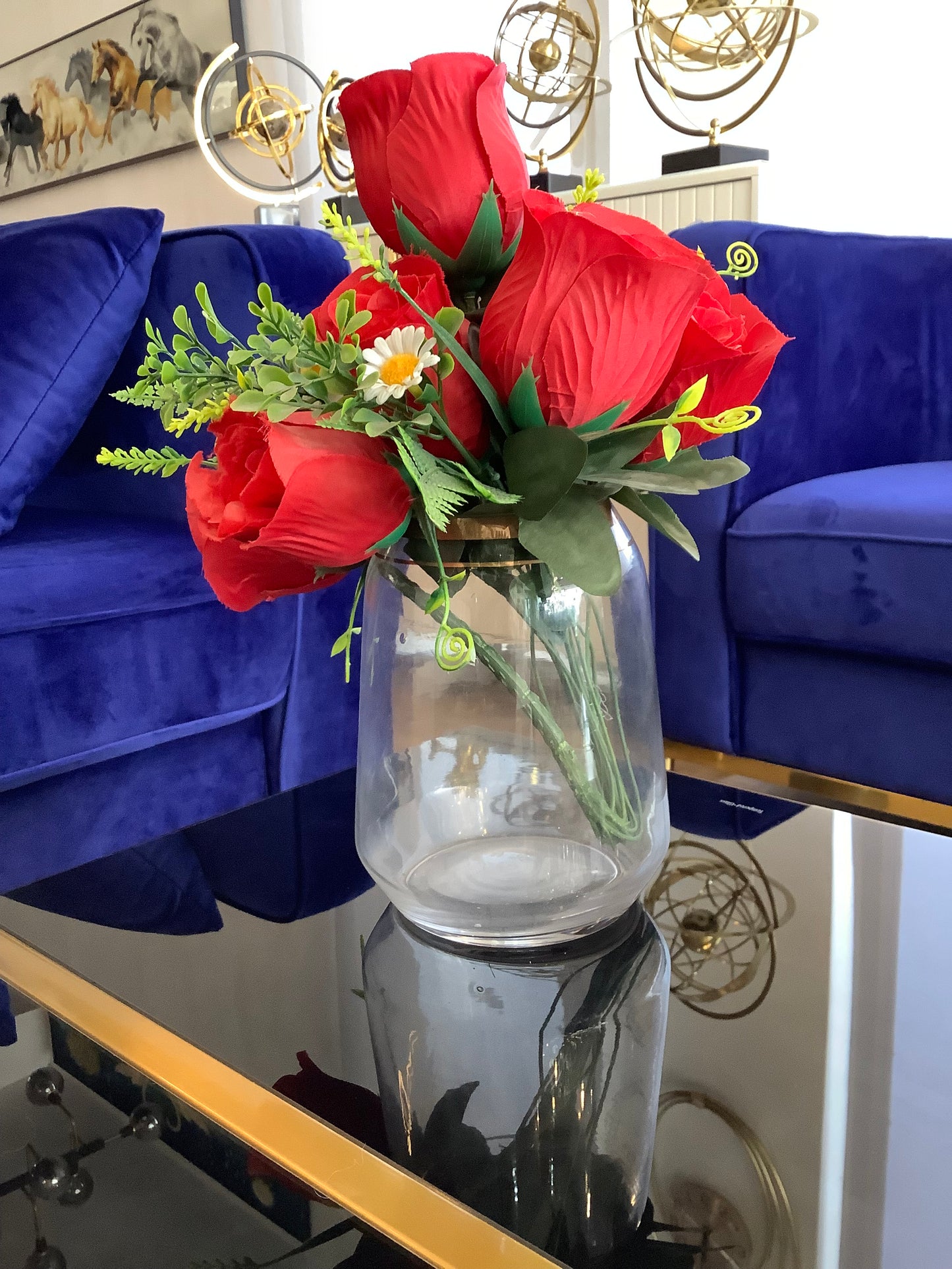 Vase and red rose