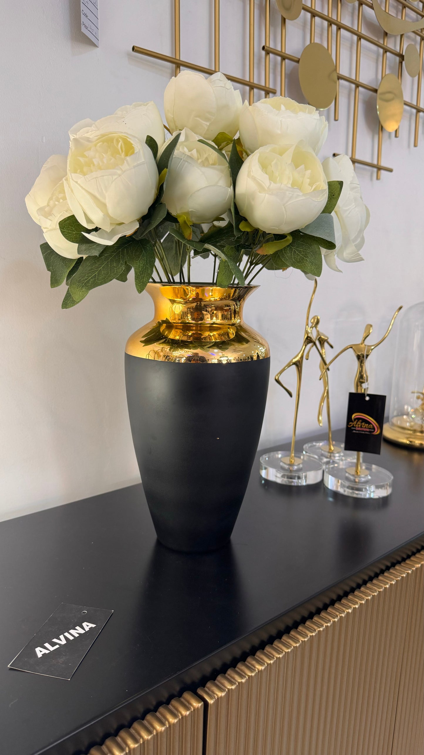 Gold vase and plant