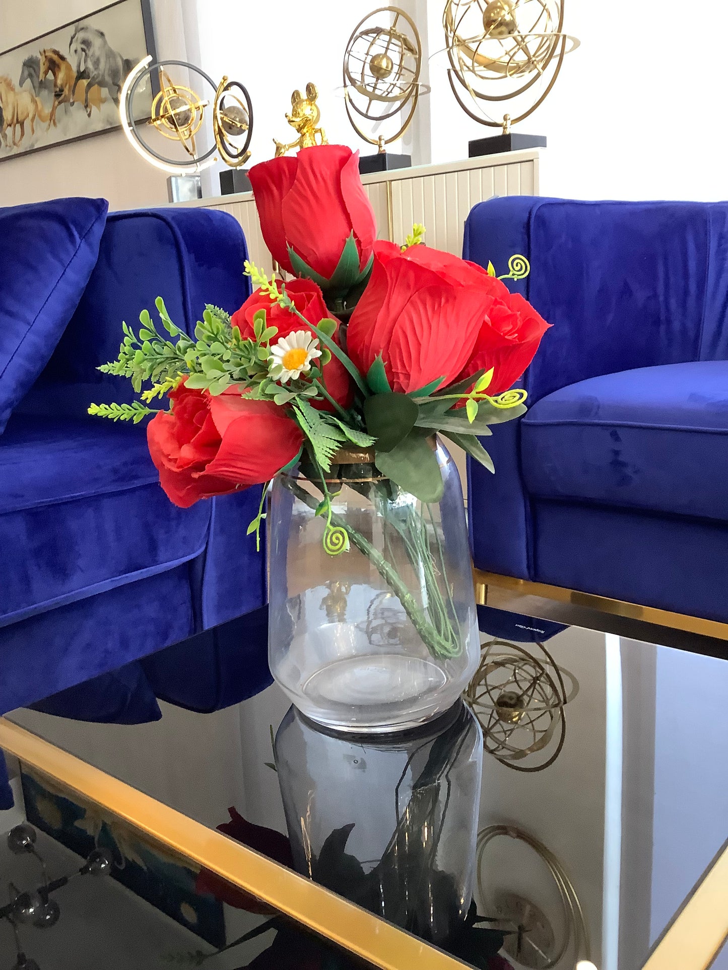 Vase and red rose