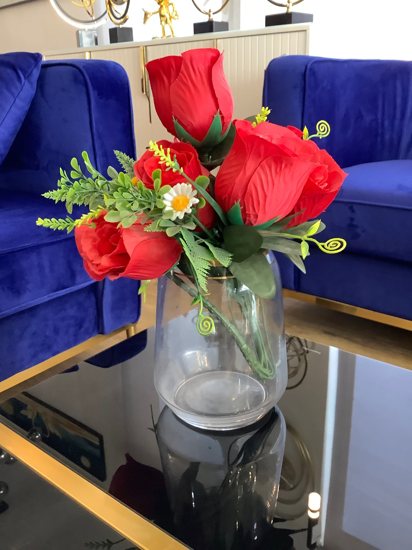 Vase and red rose