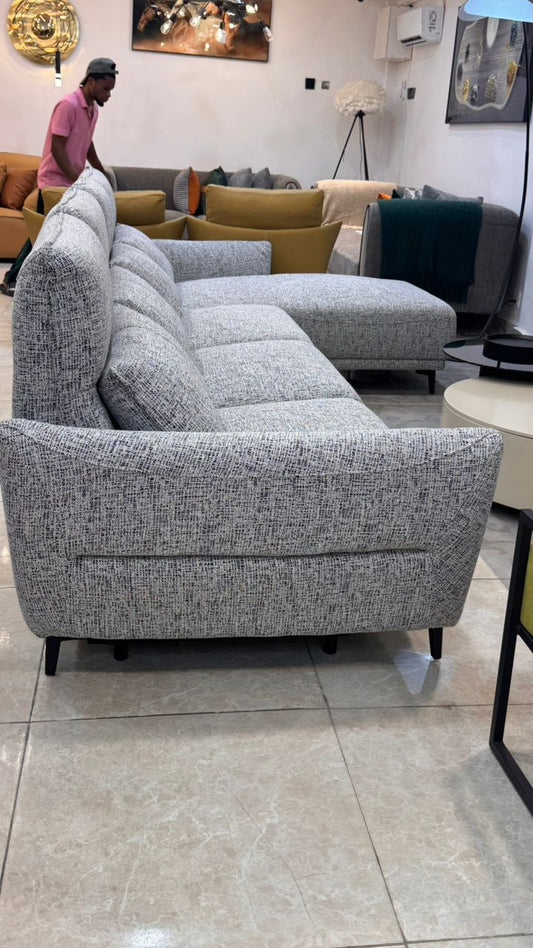 L shaped recliner sofa set dark grey